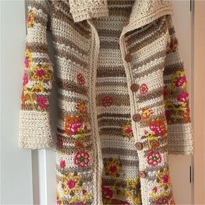 Embroidered Floral Striped Cardigan
